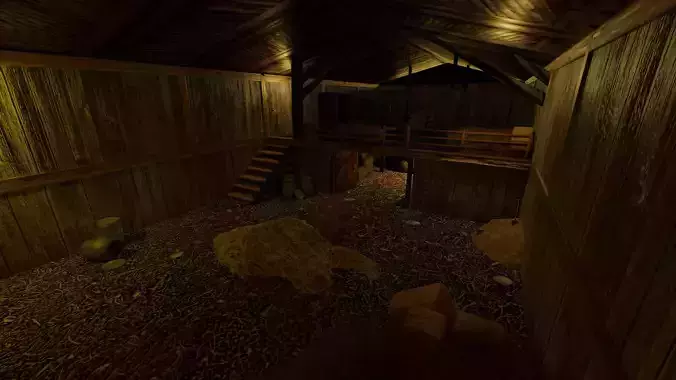 Low-Poly Barn room in