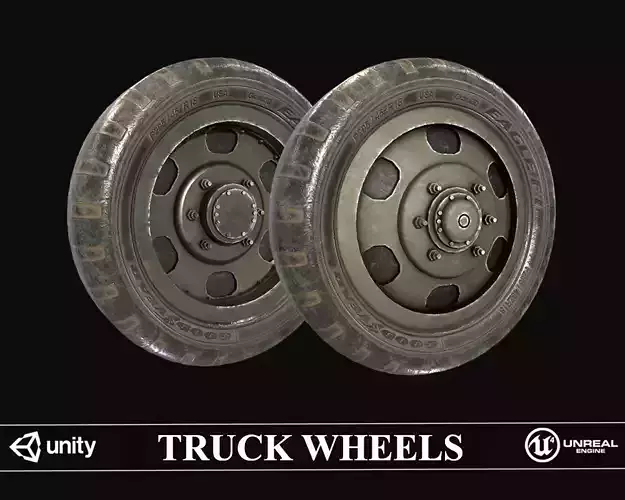 Military Truck Wheel PBR Low-poly 3D model