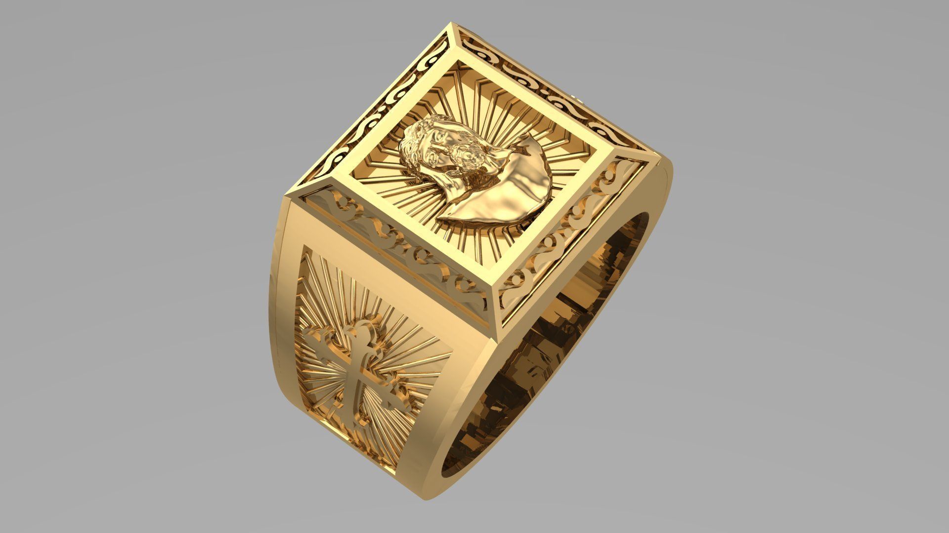 MENS RINGS WITH MOTIF - R08 3D print model_4