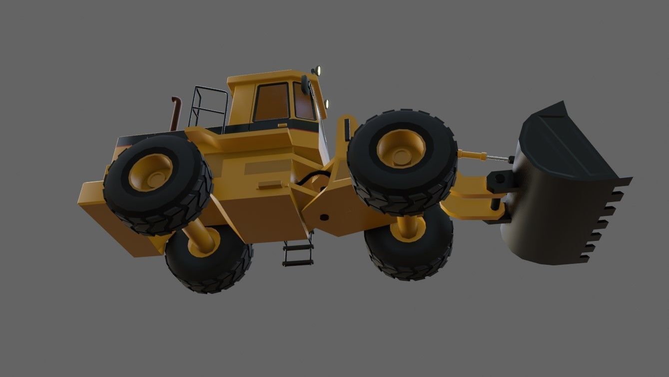 Tractor - Wheel Loader - Trator Low-poly 3D model_10