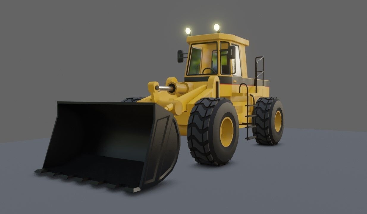 Tractor - Wheel Loader - Trator Low-poly 3D model_4