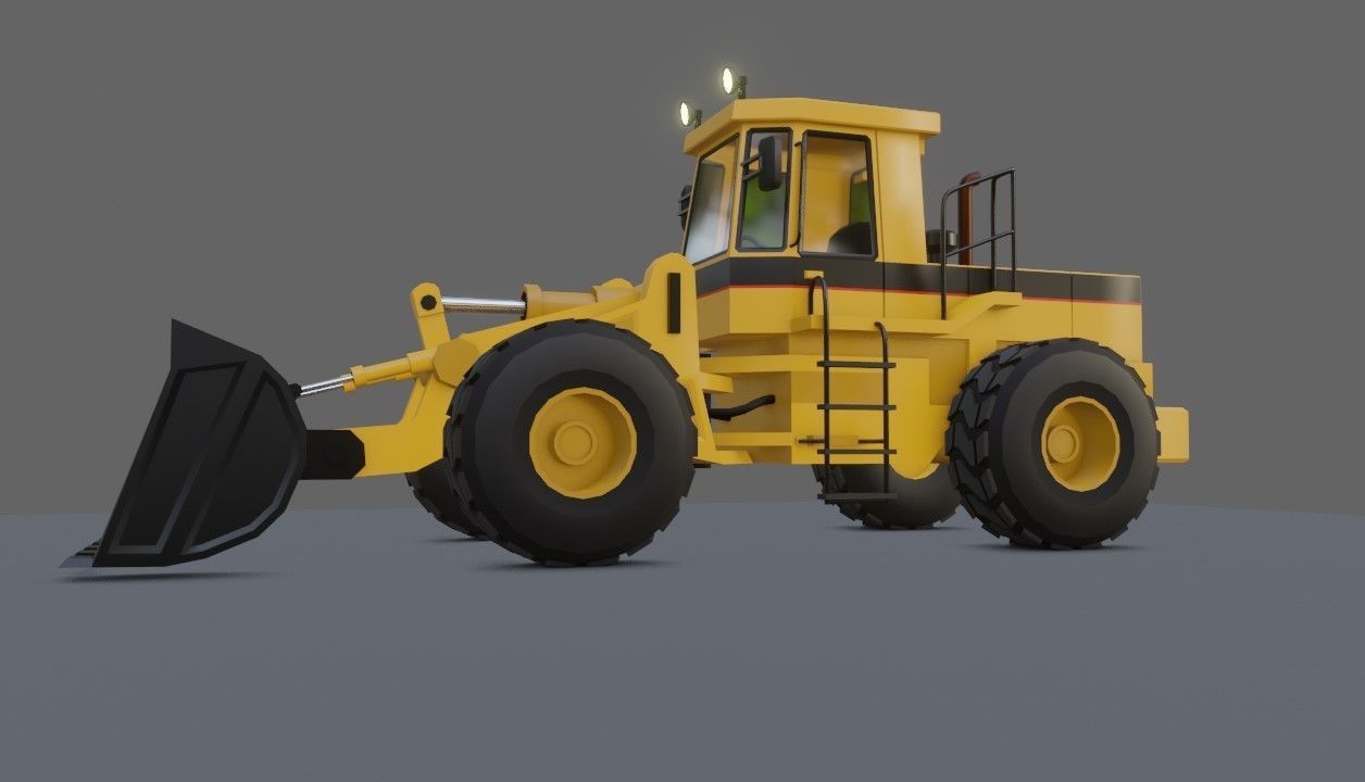 Tractor - Wheel Loader - Trator Low-poly 3D model_2