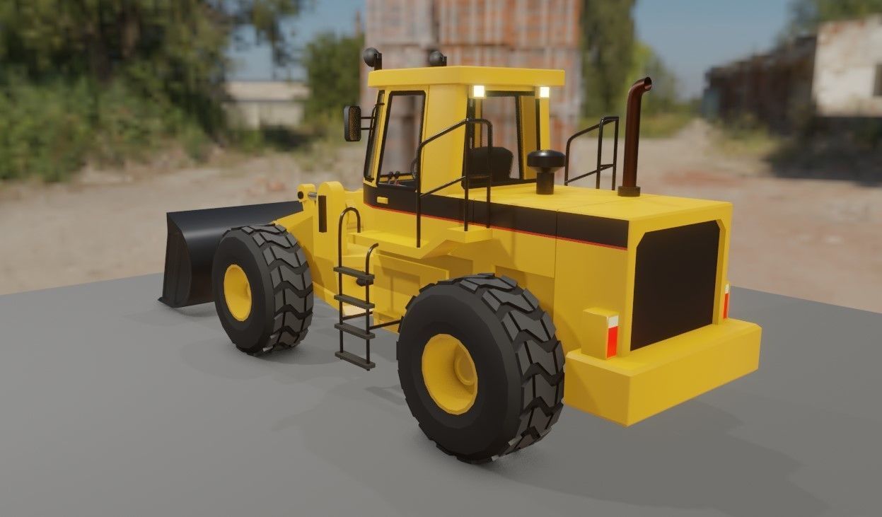 Tractor - Wheel Loader - Trator Low-poly 3D model_17