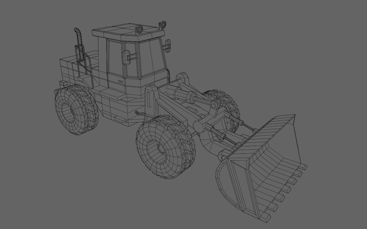 Tractor - Wheel Loader - Trator Low-poly 3D model_8