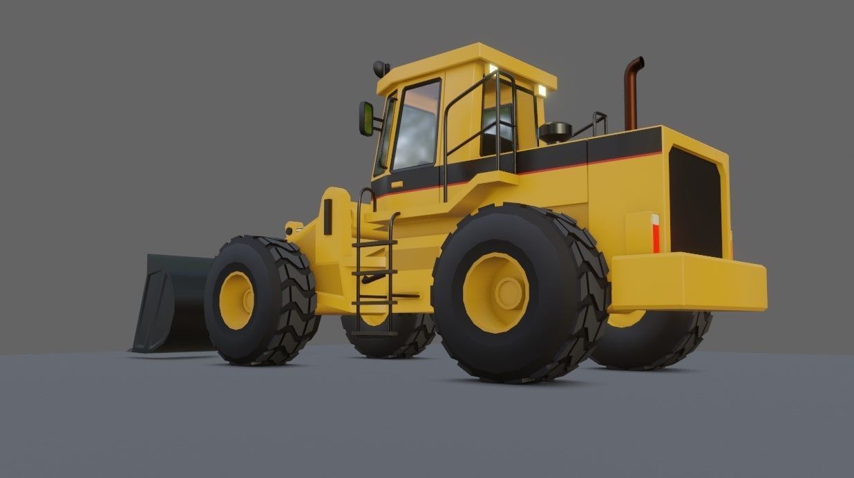 Tractor - Wheel Loader - Trator Low-poly 3D model_5