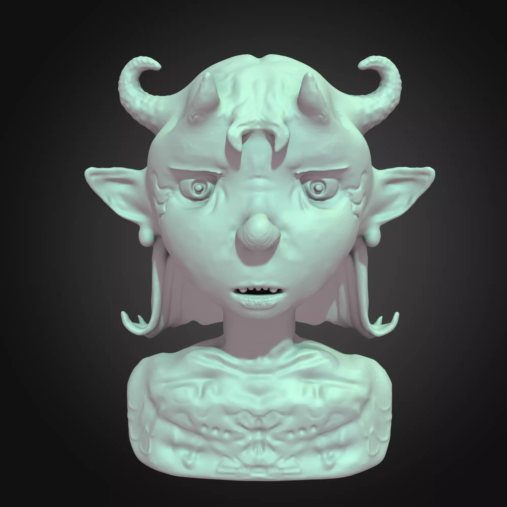 alian head female girl fantasy creature high poly 3D model_0
