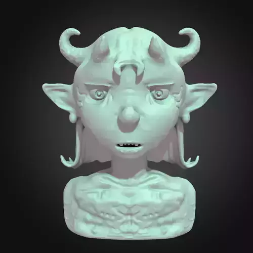 alian head female girl fantasy creature high poly 3D model