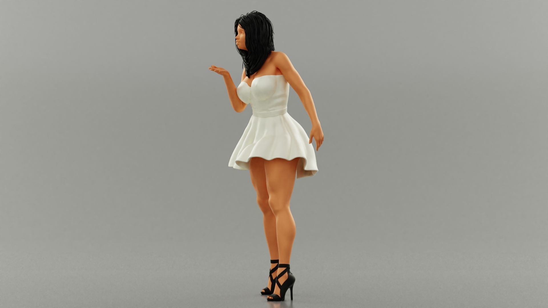 Beautiful Girl Sending Air Kiss 3D print model_5