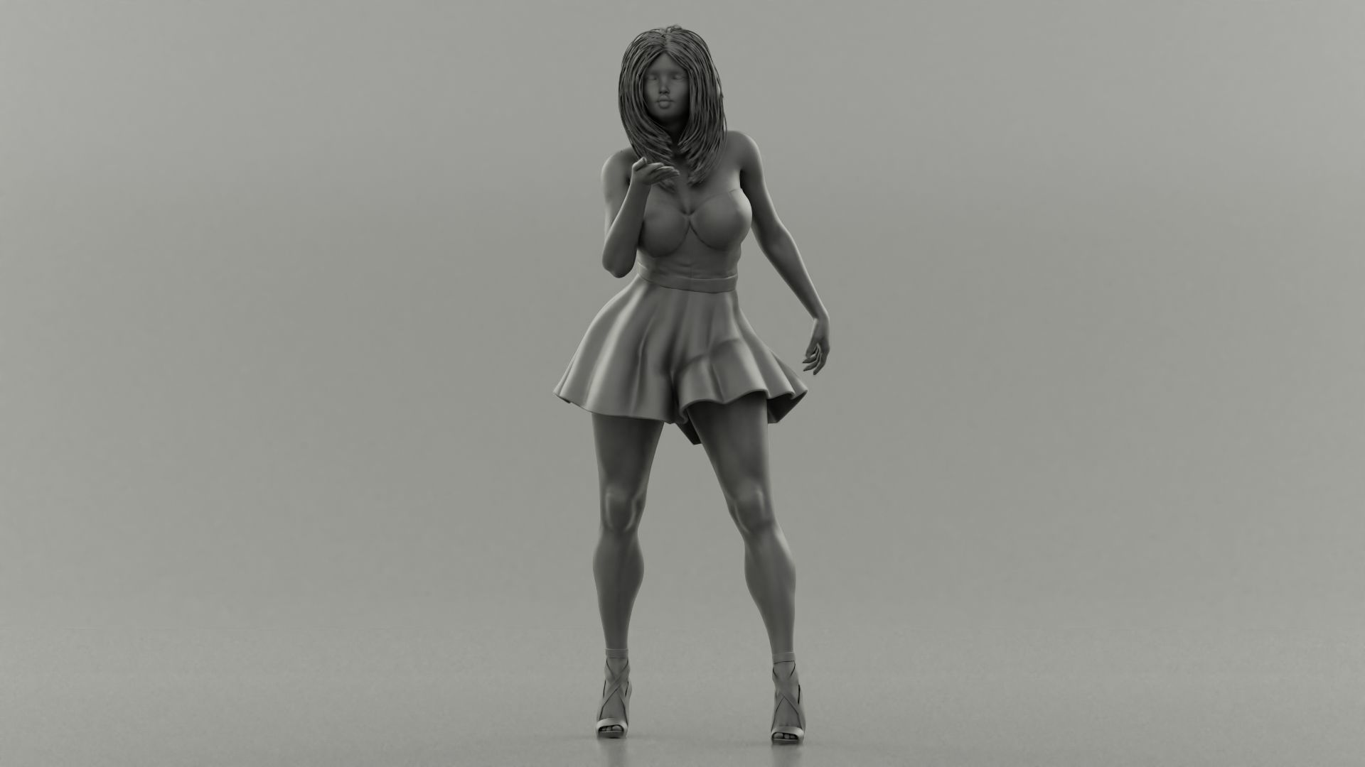 Beautiful Girl Sending Air Kiss 3D print model_6