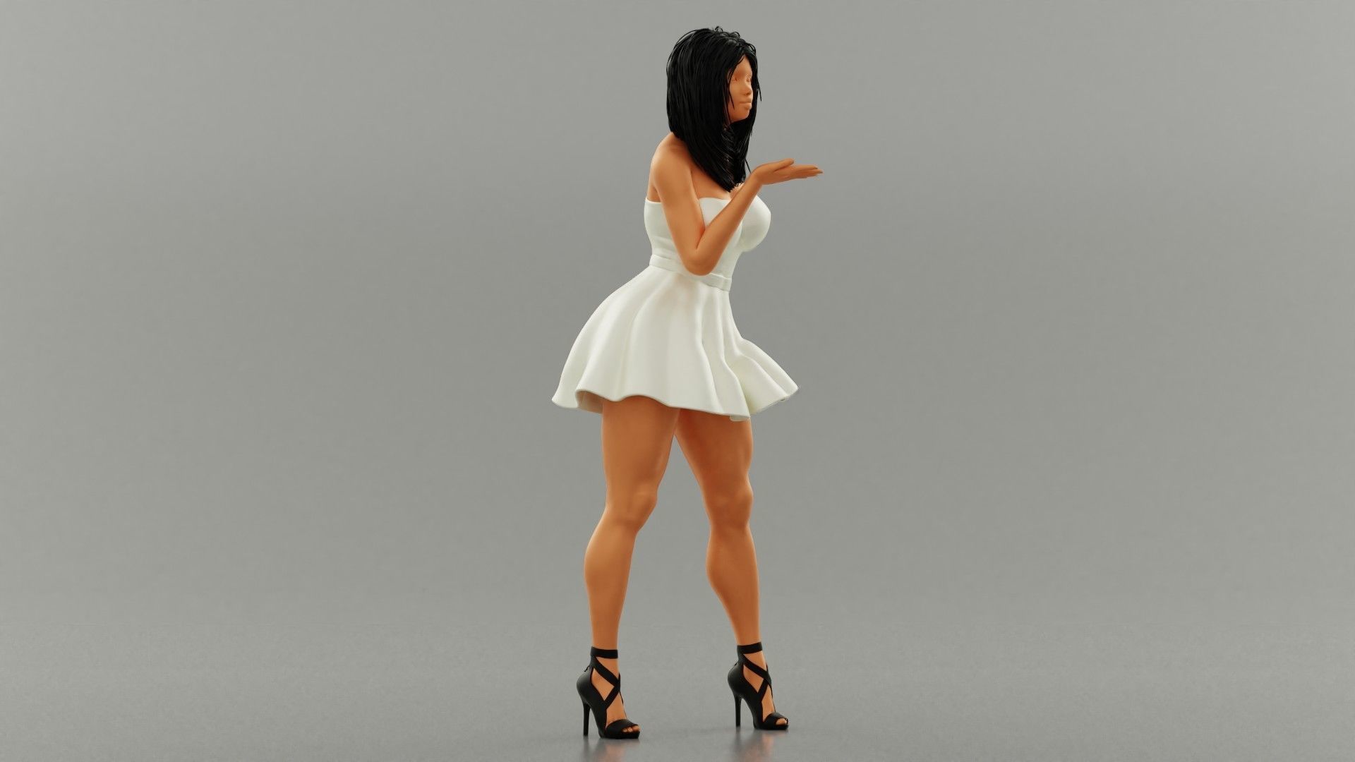 Beautiful Girl Sending Air Kiss 3D print model_1
