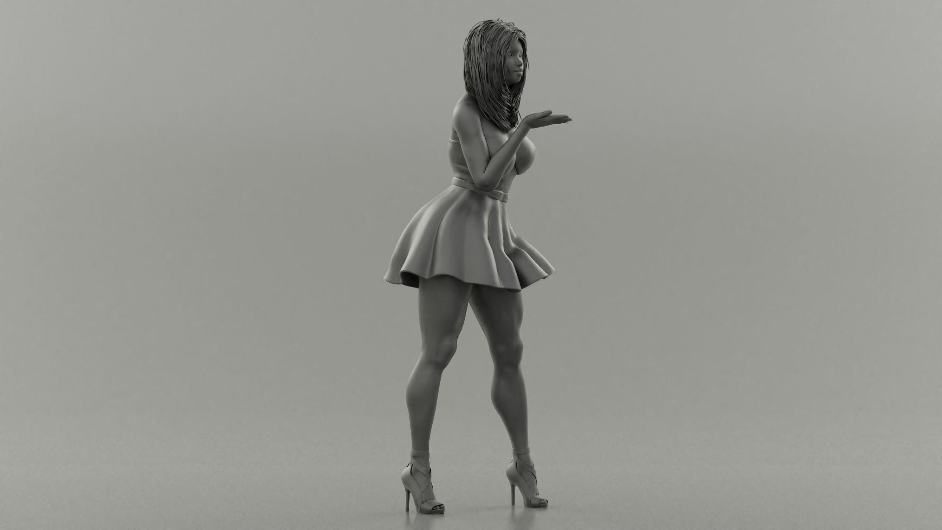 Beautiful Girl Sending Air Kiss 3D print model_7