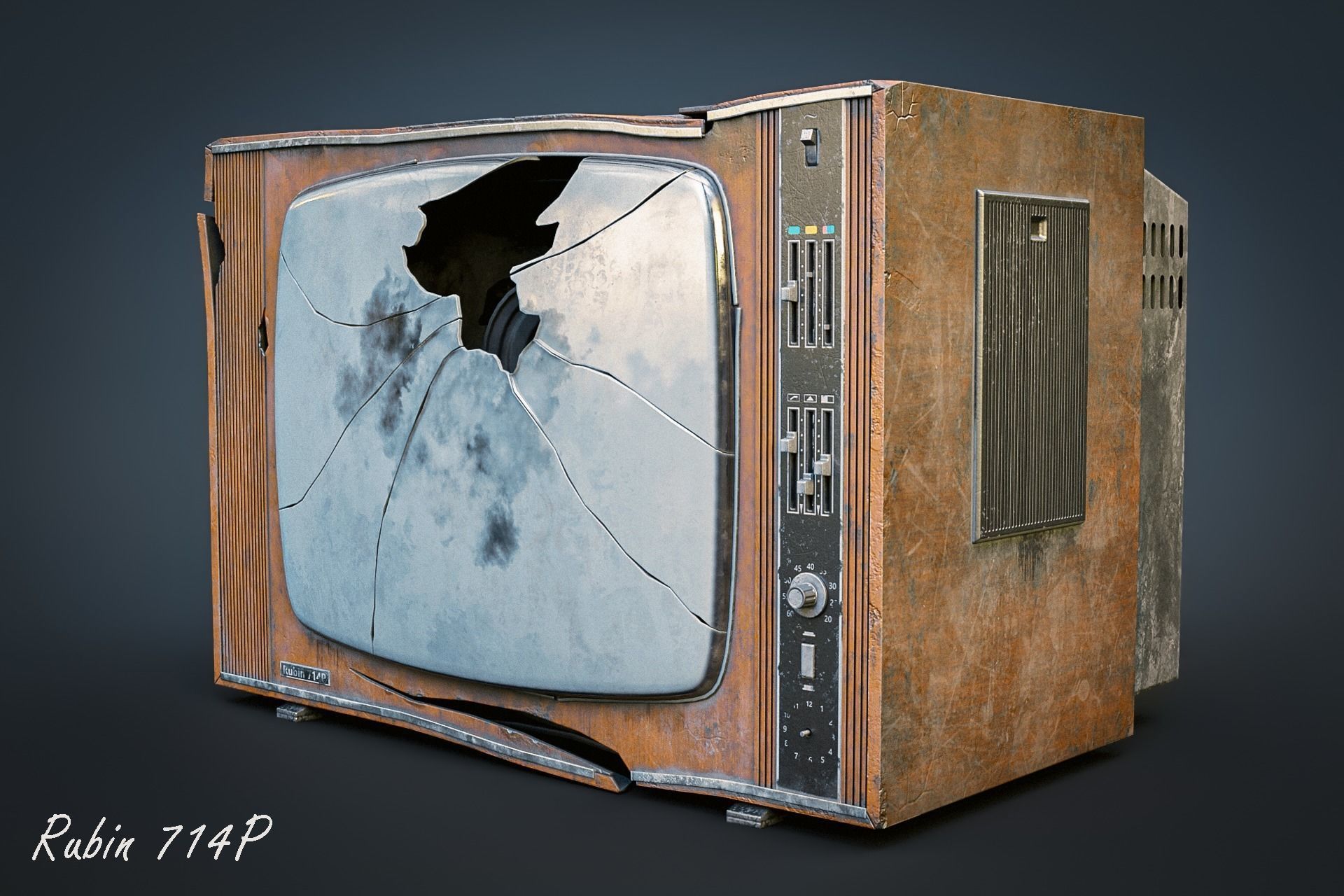 CRT TV Low-poly 3D model_3