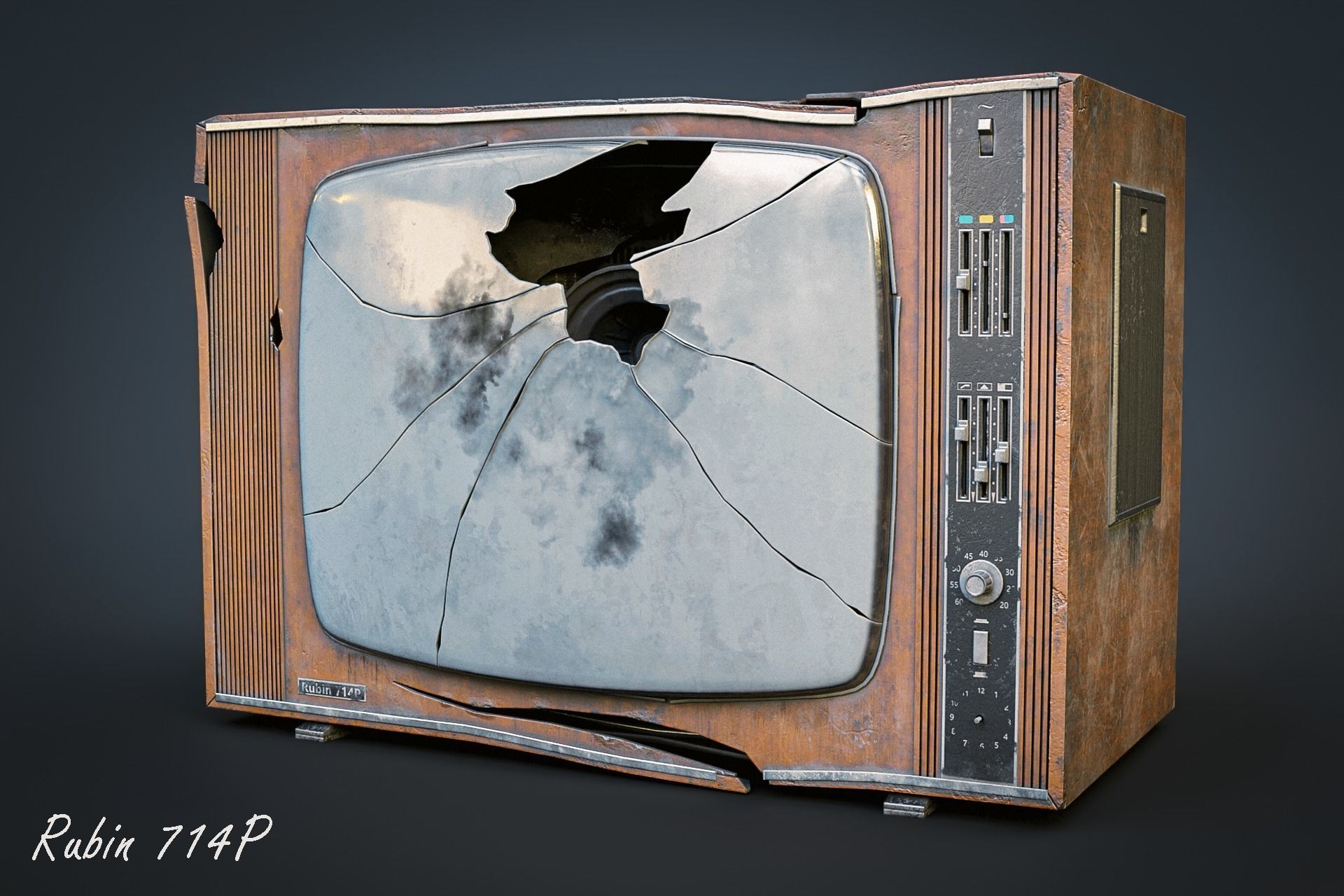 CRT TV Low-poly 3D model_2
