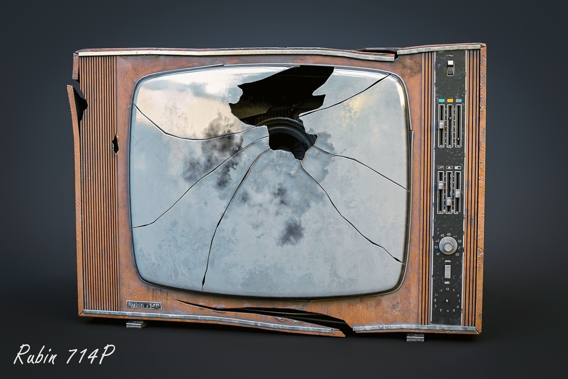 CRT TV Low-poly 3D model_1