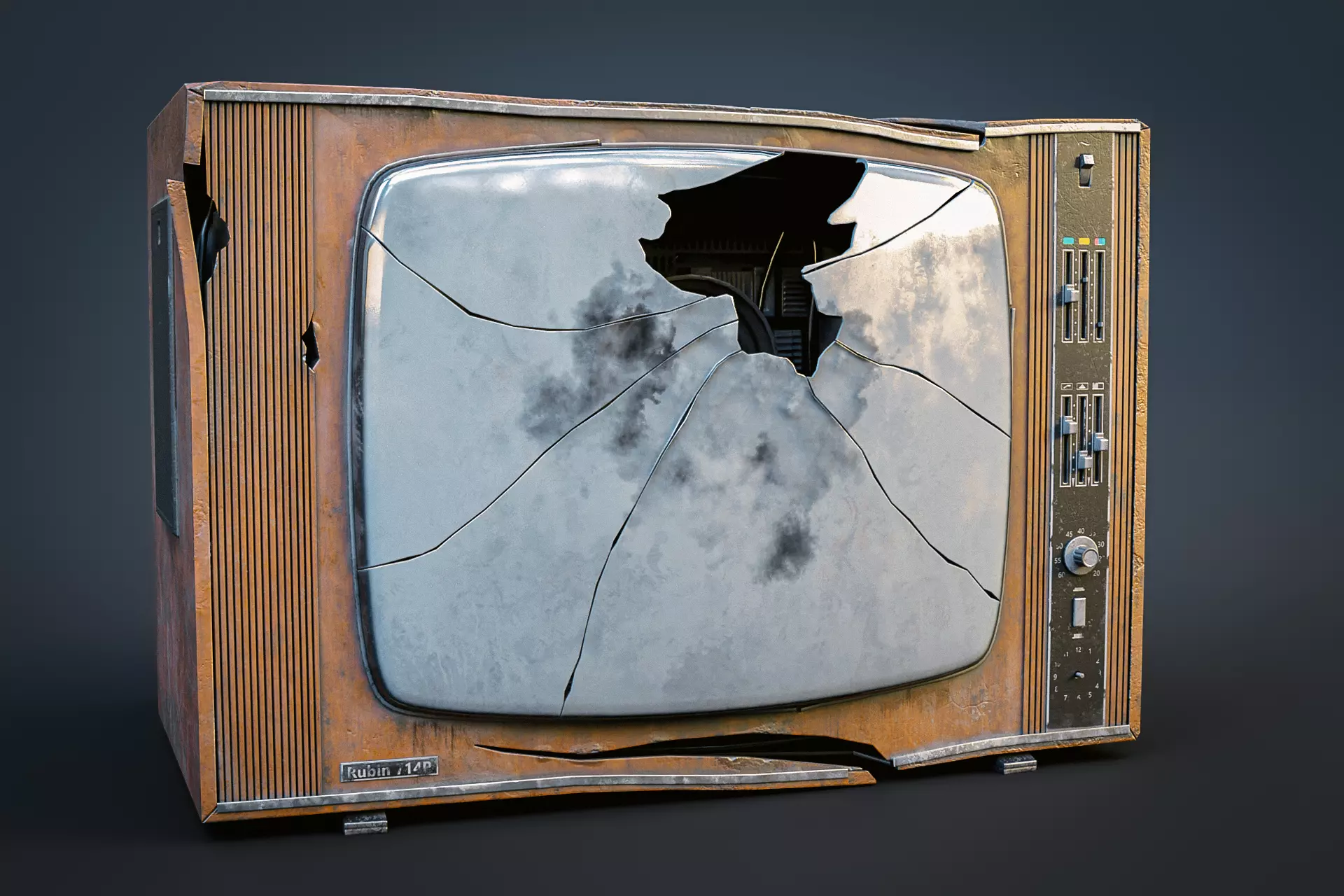 CRT TV Low-poly 3D model_0