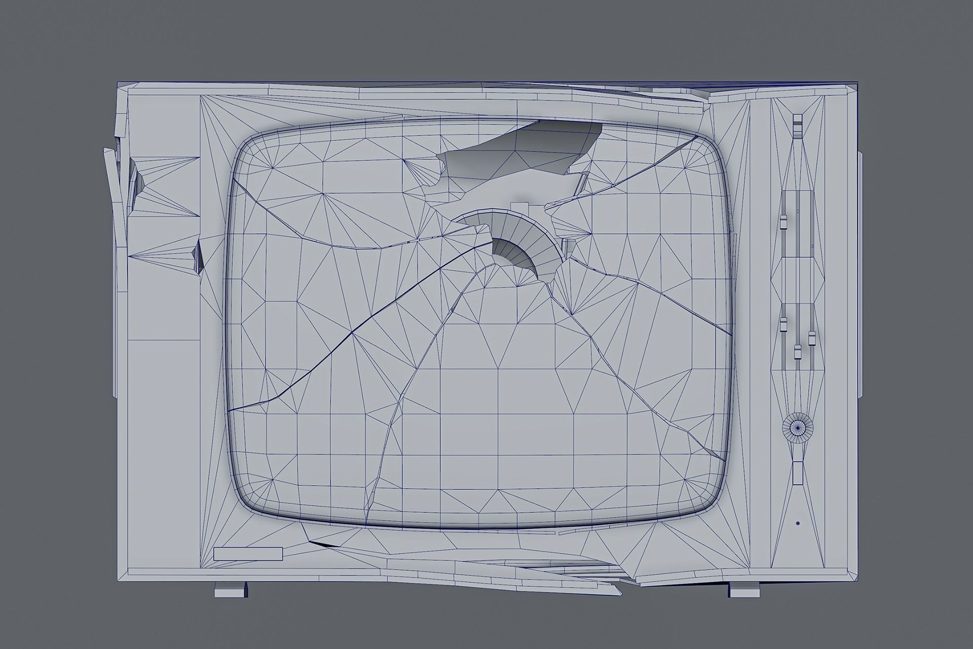 CRT TV Low-poly 3D model_11
