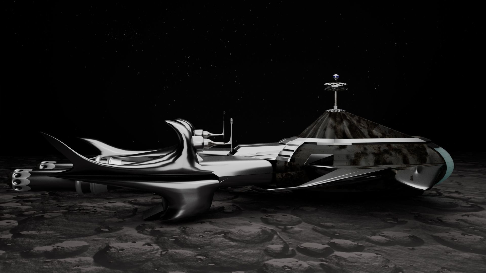 3D Spaceship with a character 3D model_3