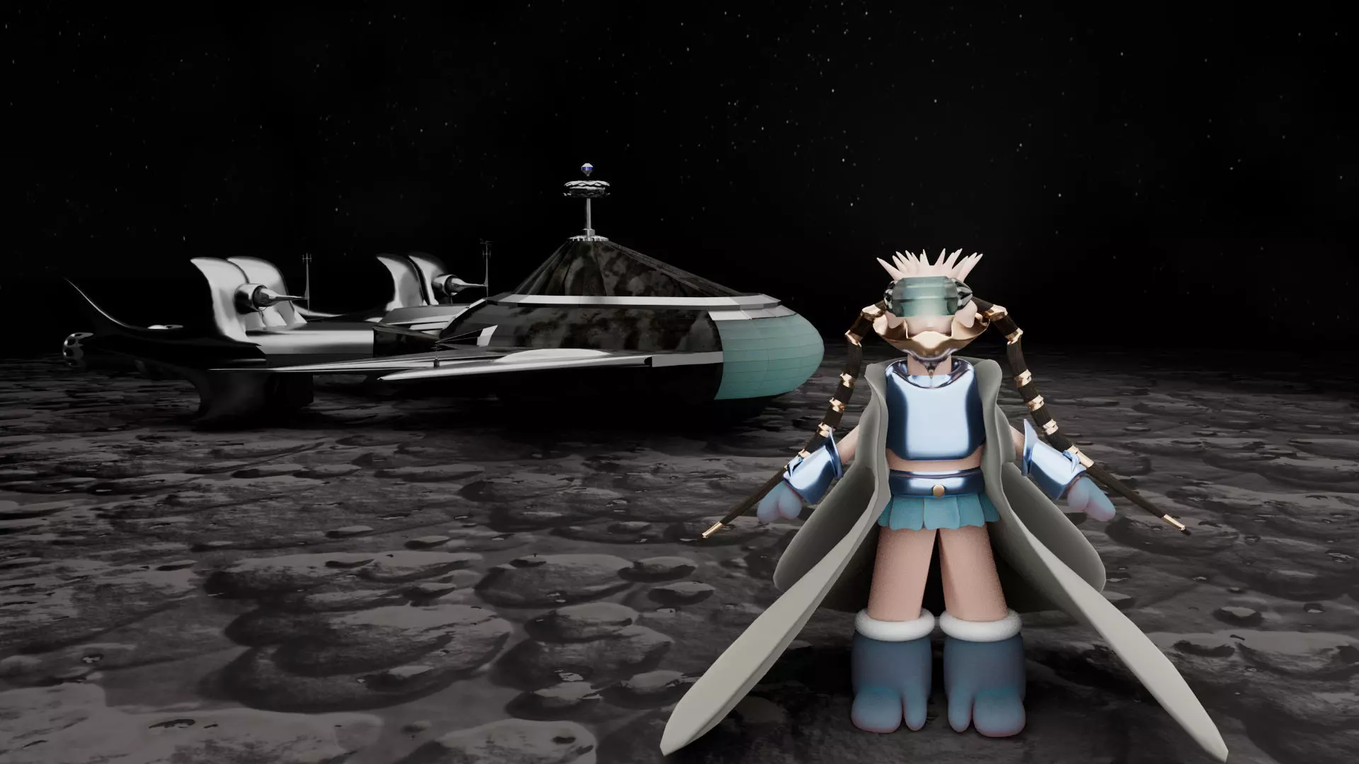 3D Spaceship with a character 3D model_0