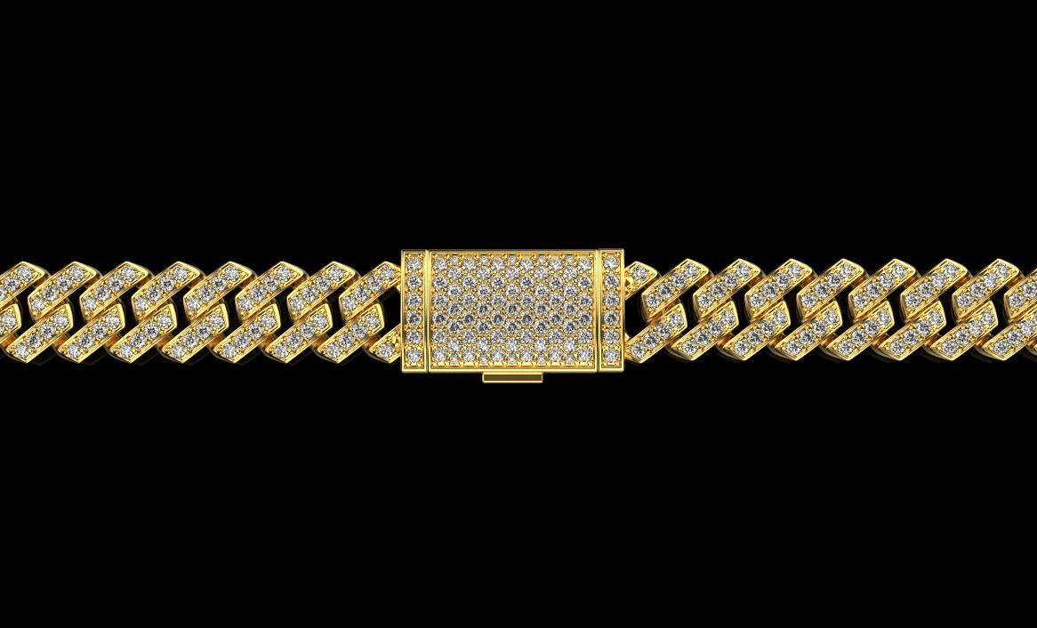 DIAMOND CHAIN MIAMI KUBAN CHAIN 10 MM FOR BRACELET OR NECKLACE 3D print model_13
