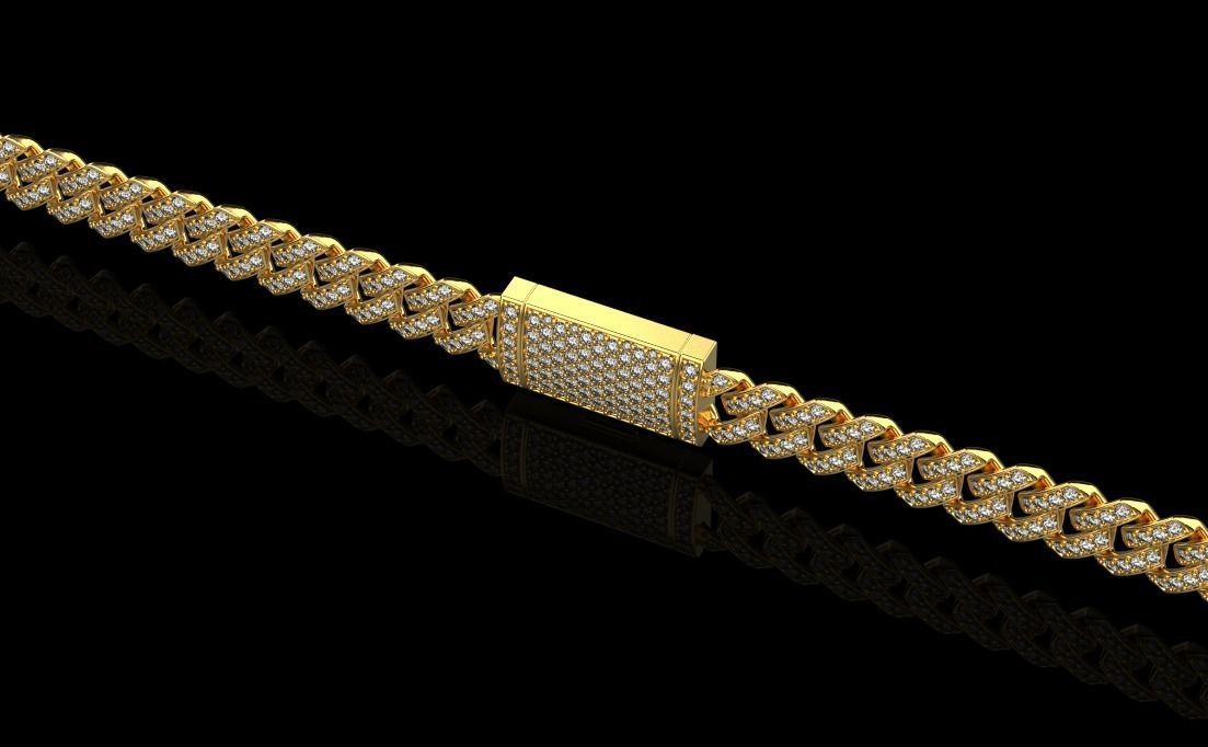 DIAMOND CHAIN MIAMI KUBAN CHAIN 10 MM FOR BRACELET OR NECKLACE 3D print model_10
