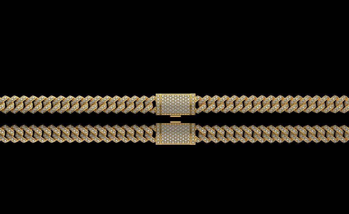 DIAMOND CHAIN MIAMI KUBAN CHAIN 10 MM FOR BRACELET OR NECKLACE 3D print model_8