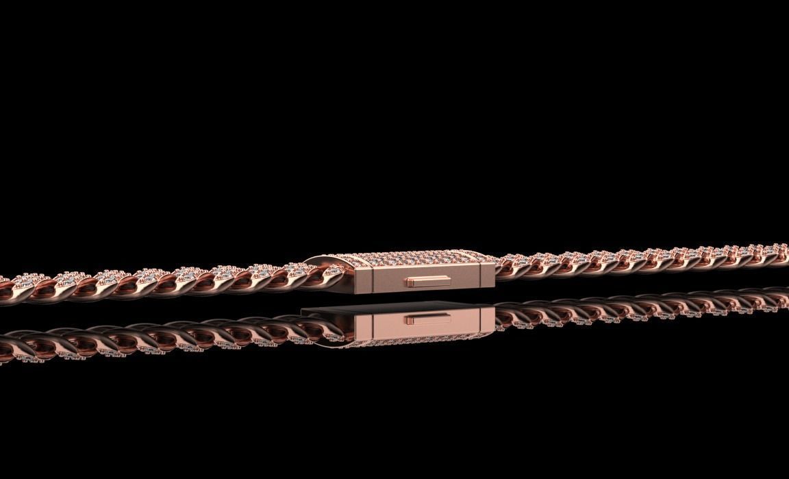 DIAMOND CHAIN MIAMI KUBAN CHAIN 10 MM FOR BRACELET OR NECKLACE 3D print model_20