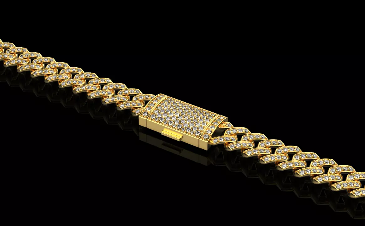 DIAMOND CHAIN MIAMI KUBAN CHAIN 10 MM FOR BRACELET OR NECKLACE 3D print model_0