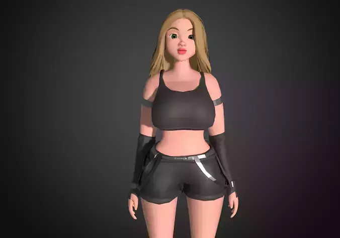 low poly rigged blond woman