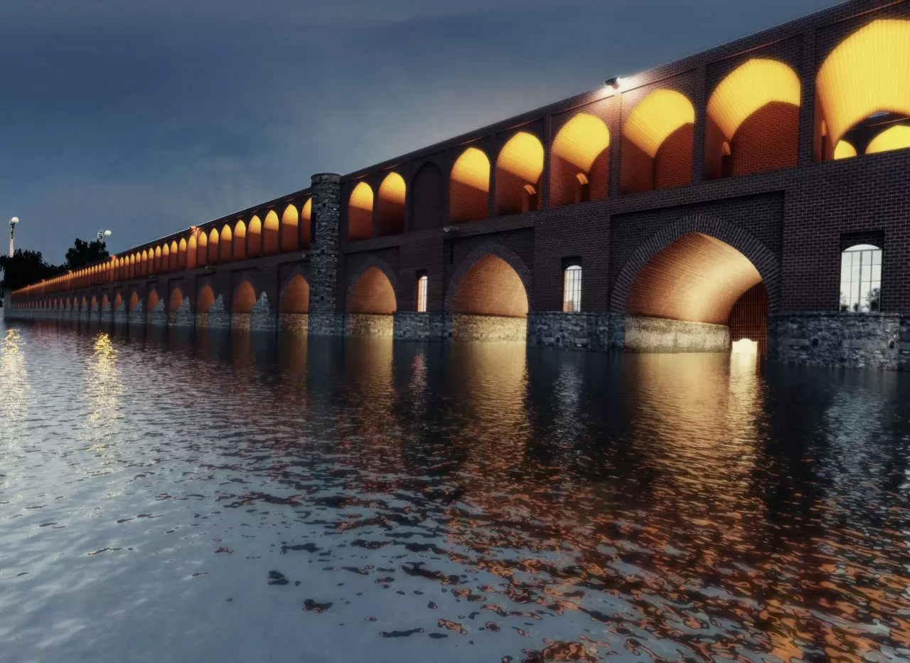 Thirty three bridges Isfahan Iran 3D model_0