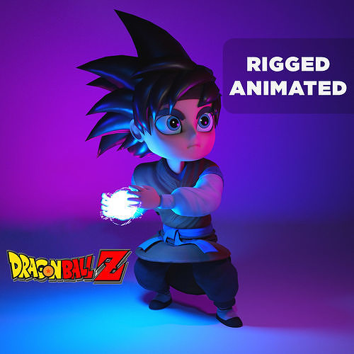 Goku Low Poly Model Rigged Animated Low-poly 3D model