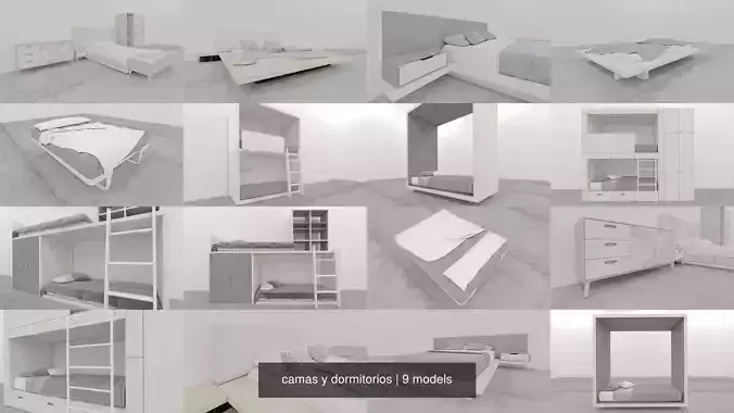 camas y dormitorios 3D Model Collection