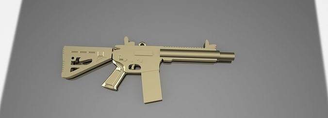AR Rifle Pendant Gold Silver Platinum Luxury Jewelry  3D print model