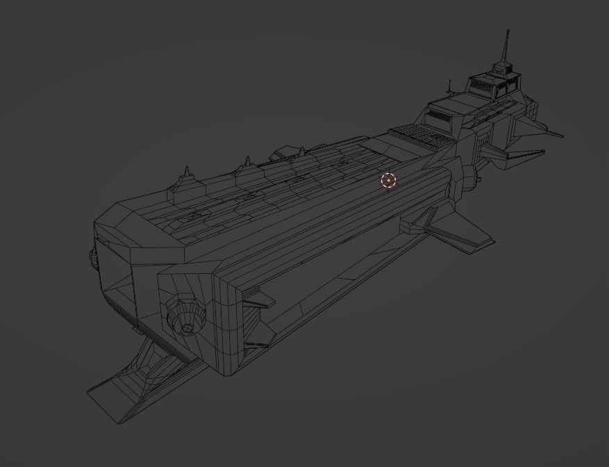 Large Spaceship Low poly 3D model Blender Free 3D model_6