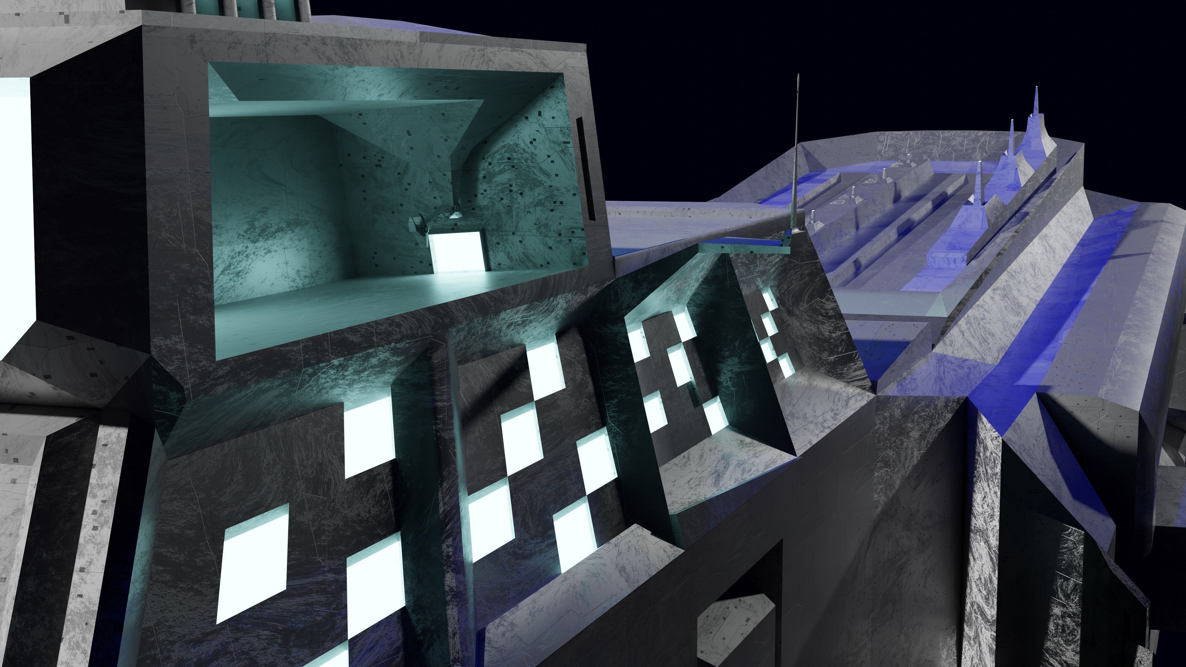 Large Spaceship Low poly 3D model Blender Free 3D model_5