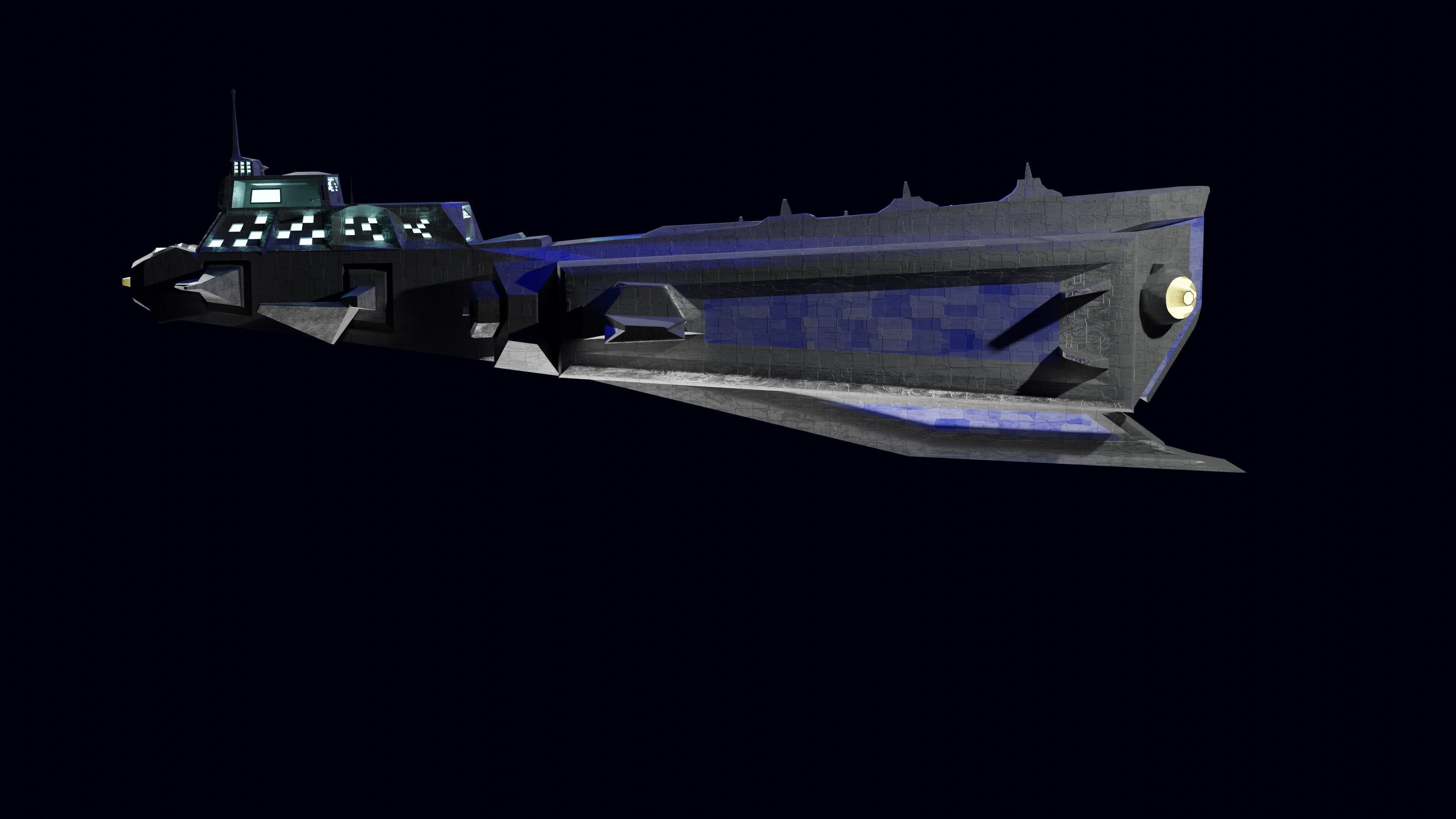 Large Spaceship Low poly 3D model Blender Free 3D model_2