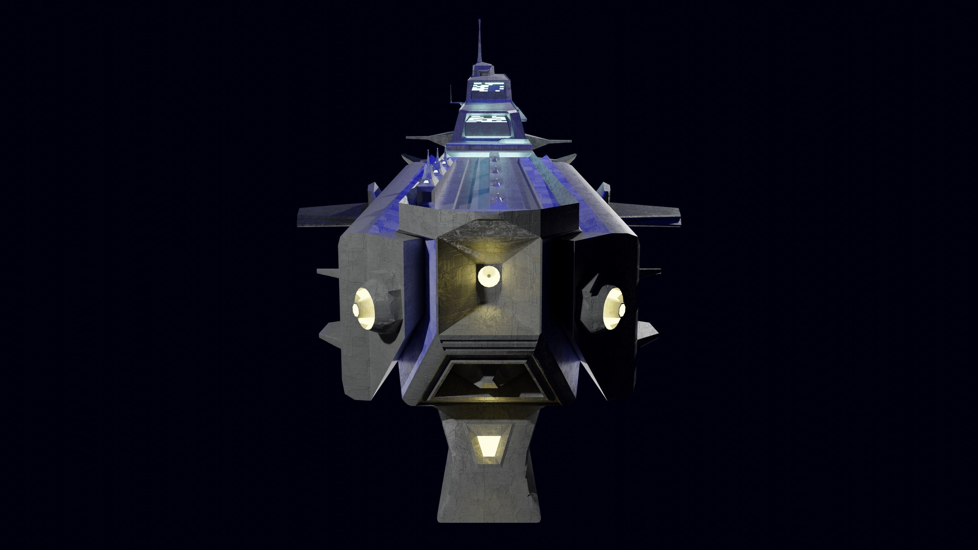 Large Spaceship Low poly 3D model Blender Free 3D model_4