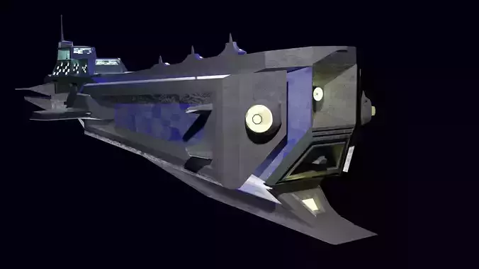 Large Spaceship Low poly 3D model Blender Free 3D model