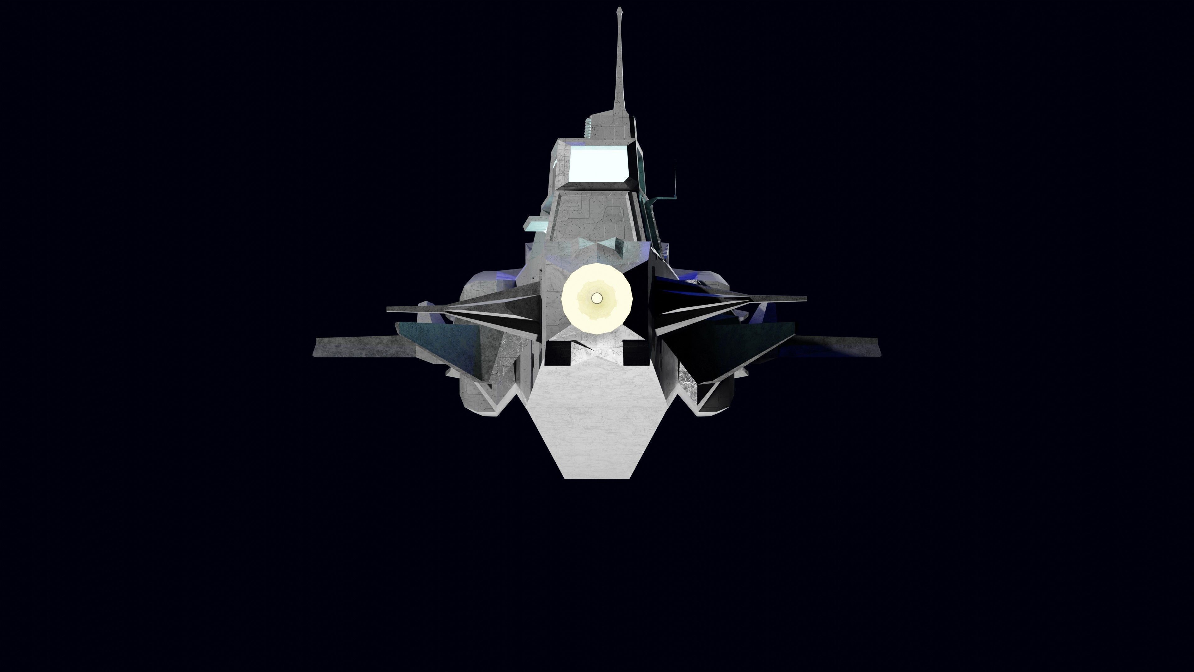 Large Spaceship Low poly 3D model Blender Free 3D model_3
