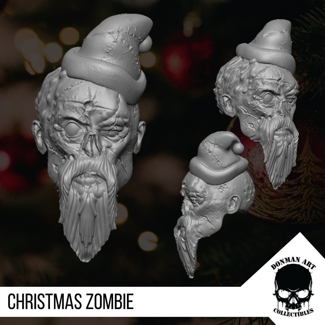 Christmas Zombie The Head for 6 inch action figures 3D print model_7