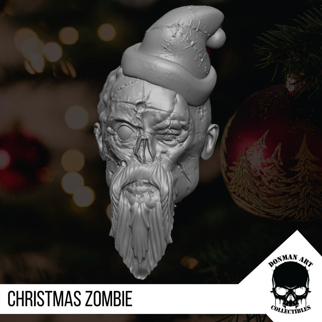 Christmas Zombie The Head for 6 inch action figures 3D print model_12