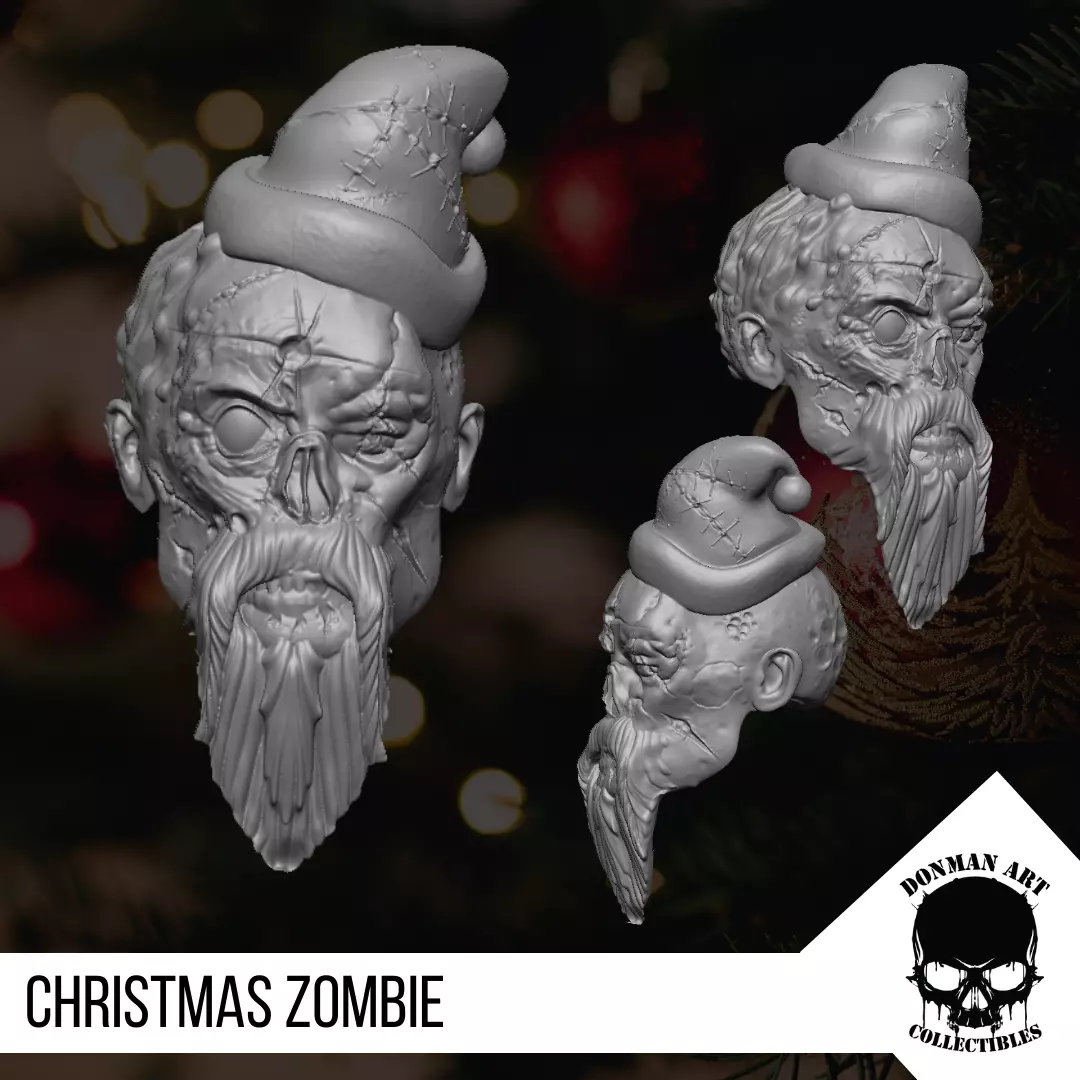 Christmas Zombie The Head for 6 inch action figures 3D print model_0
