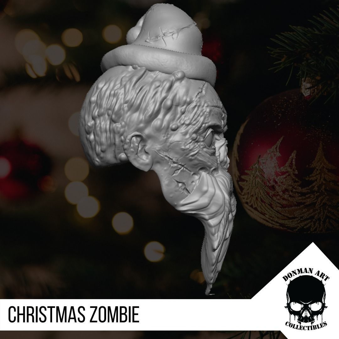 Christmas Zombie The Head for 6 inch action figures 3D print model_1
