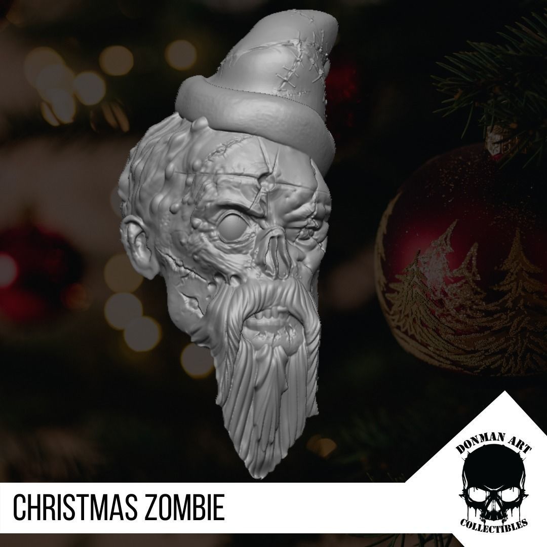 Christmas Zombie The Head for 6 inch action figures 3D print model_9