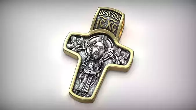 Cross Orthodox Jesus Christ and Virgin Mary 3D print model