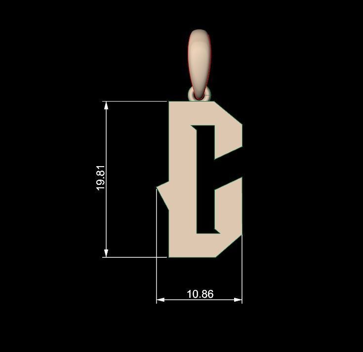 Initial Letters Pendant Monshter C 3D print model_5
