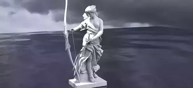 Female Greek Archer statue 3D