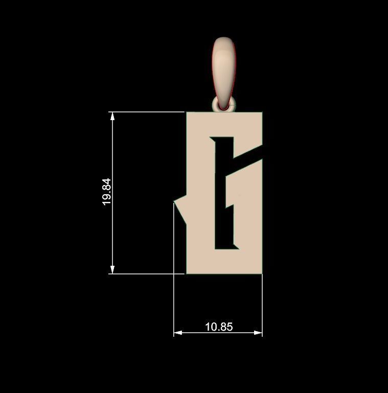 Initial Letters Pendant Monshter G 3D print model_4