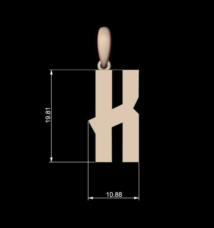Initial Letters Pendant Monshter K 3D print model_4