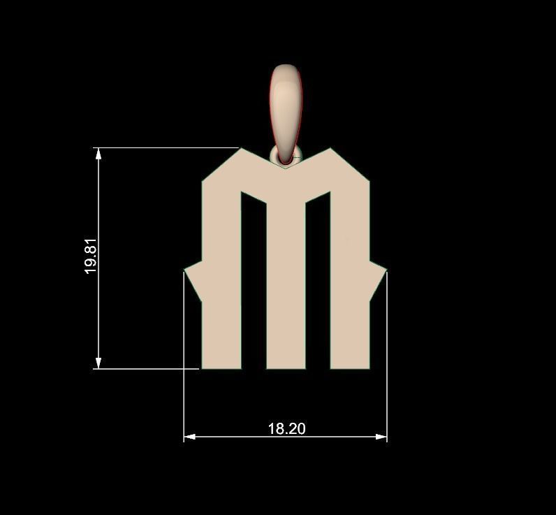 Initial Letters Pendant Monshter M 3D print model_4