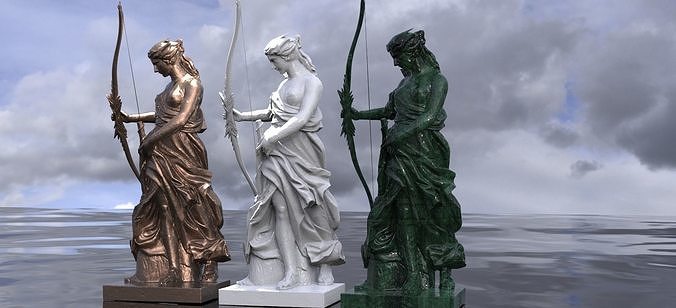 Female Greek Goddess archer statue  3D model